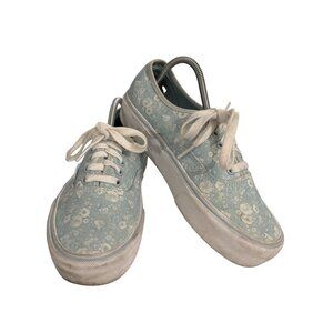 Vans unisex size Womens 8 mens 6.5 Blue White Floral Canvas skate Sneakers shoes